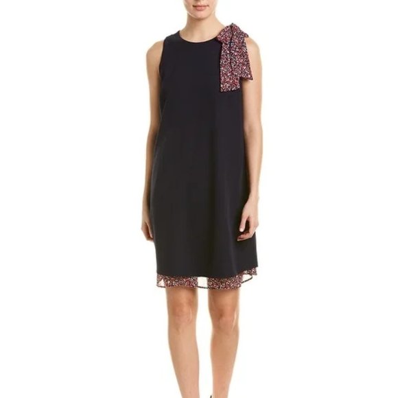 Tahari ASL Sleeveless Side Bow Neck Shift Dress - Picture 1 of 7